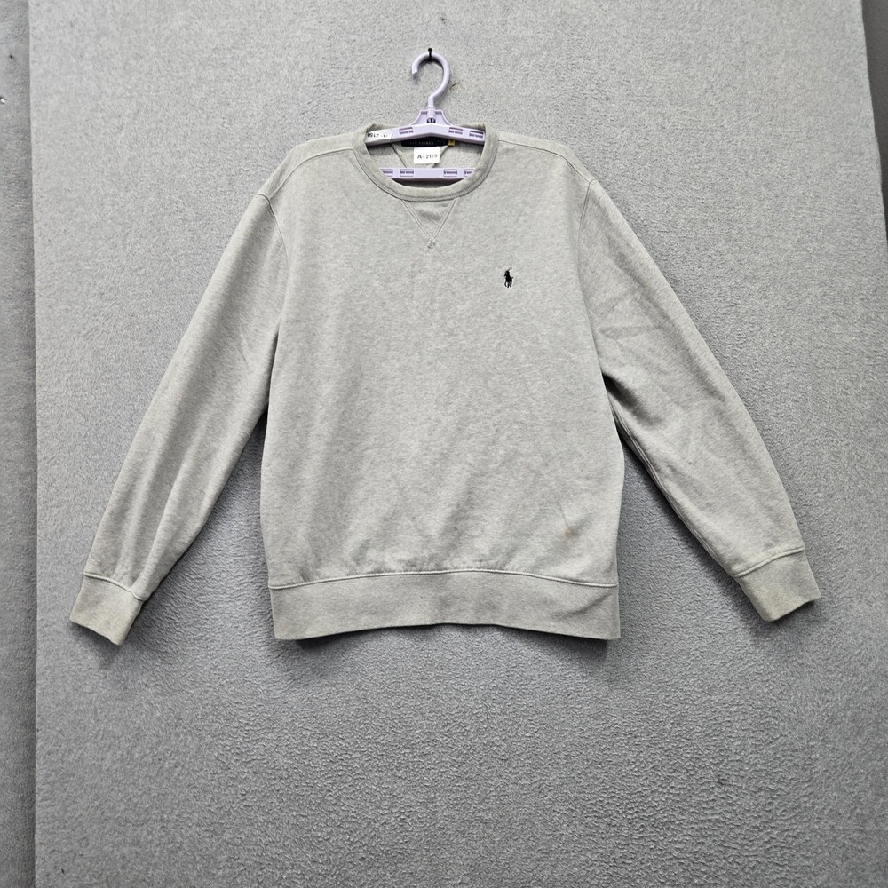 Polo Ralph Lauren Men Sweatshirt L Gray Embroidered Logo Stretch